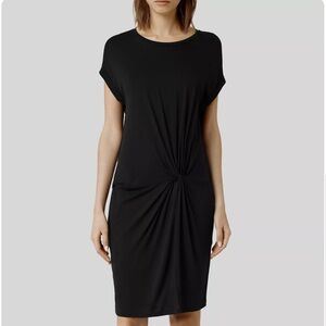 All Saints Black Twist Front Jersey Dress